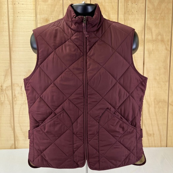 J. Crew Jackets & Blazers - J.Crew Quilted Vest Burgundy Full Zip Pockets Women's Size M Authentic Outerwear